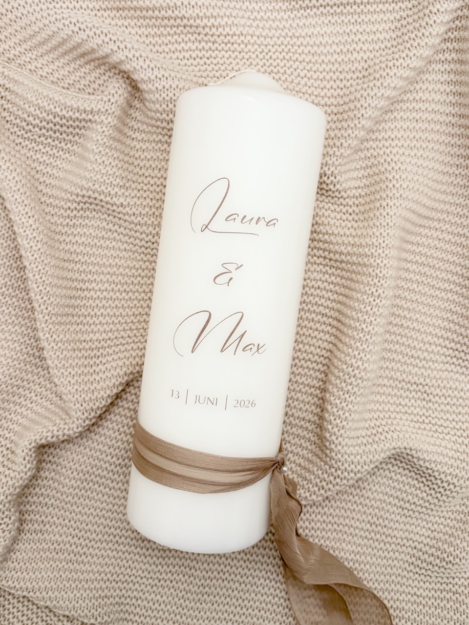 Hochzeitskerze Beige